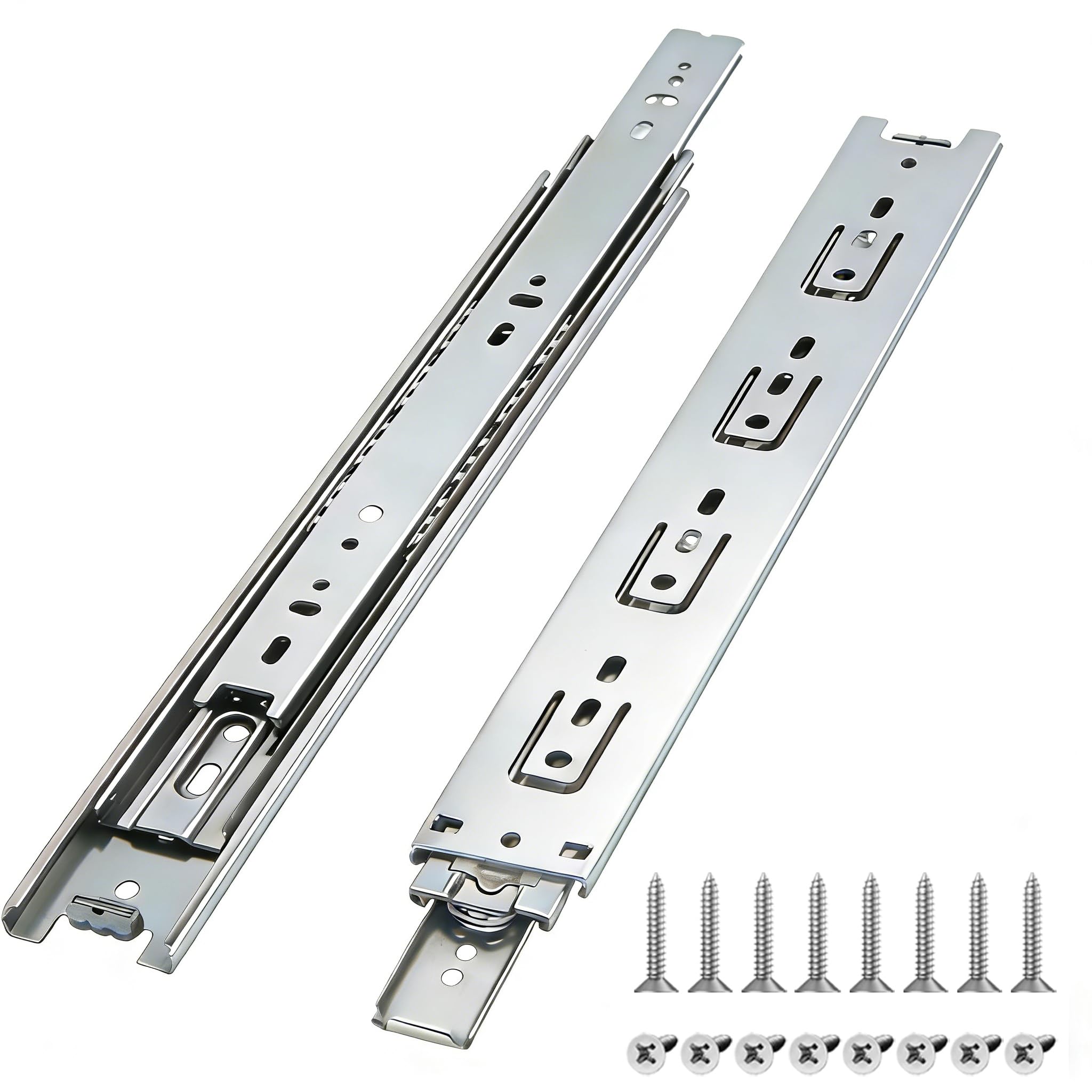 Prmape 2 Pcs Ball Bearing Drawer Runners Silvery, 300mm Ball Bearing Metal Black Runners Slides Rails Track, 30cm Full Extension Drawer Runner, Heavy Duty 45 kg Load Capacity — image 1