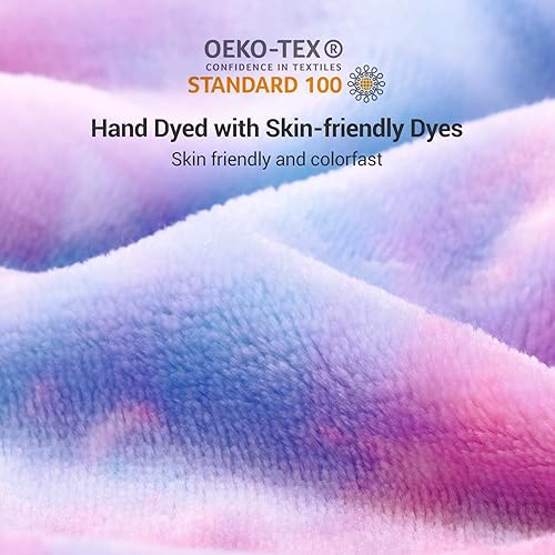 Miniatura 4 de Elegear Manta para niñas con diseño de arcoíris, manta de franela única de teñido anudado, supersuave y bonita, decorativa, para el suelo, sofá,