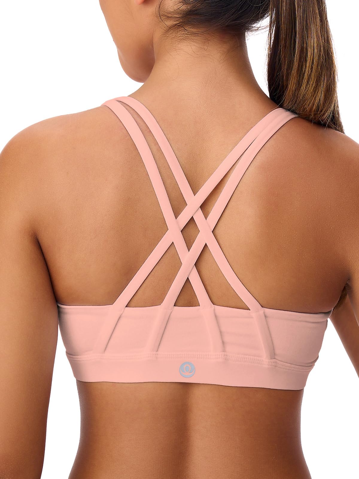 Reggiseno Sportivo da Donna con Spalline Sottili (Compressione Leggera, Schiena Nuda, Imbottito, per Allenamento, Yoga, Scollo a U
