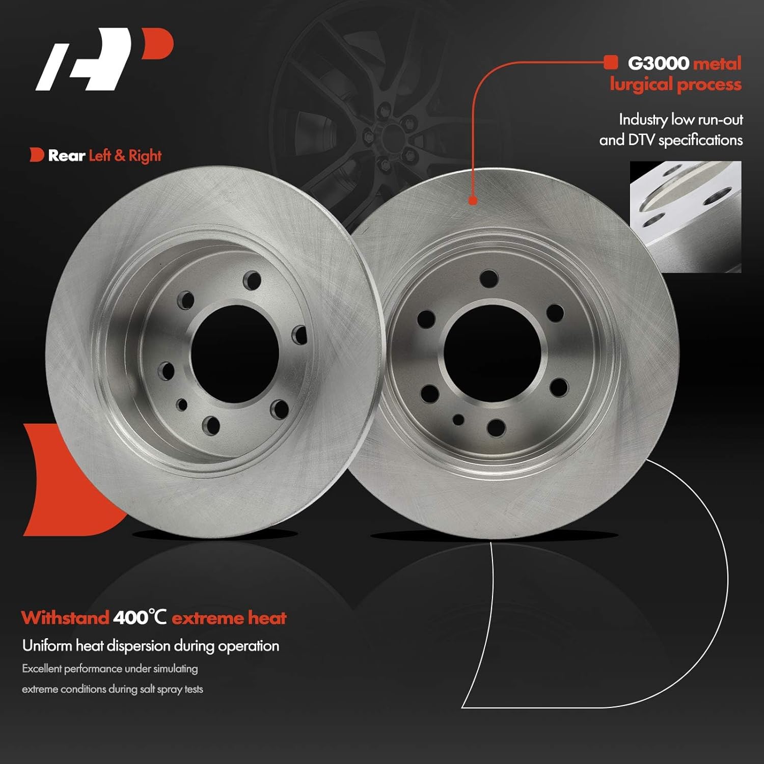 A-Premium 6-PC 11.73 inch (298mm) Rear Solid Disc Brake Rotors + Ceramic Pads Kit Compatible with Select Mercedes-Benz, Dodge and Freightliner Models - Sprinter 2500, Sprinter 3500