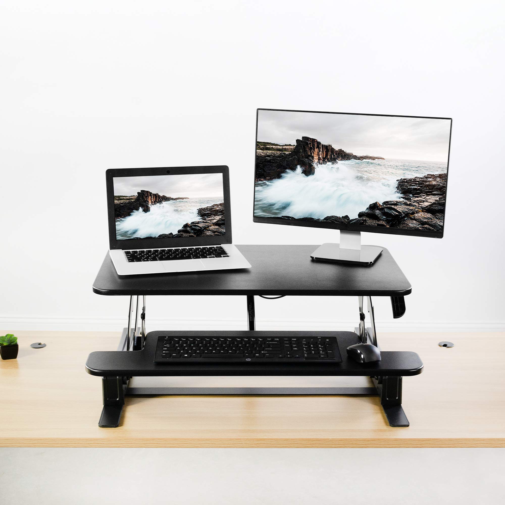 VIVO Height Adjustable 32 inch Stand Up Desk Converter, Quick Sit to