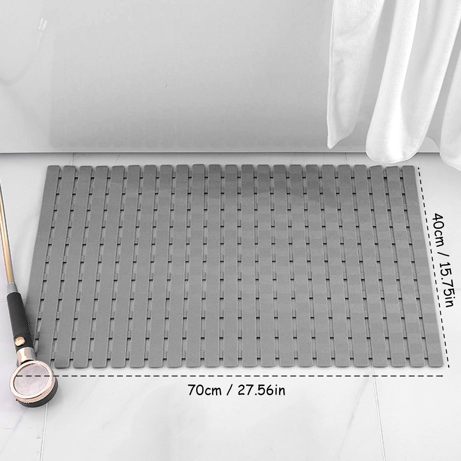 easyBee Duschmatte Hautsensitiv 70x40 cm, Badewannenmatte Kinder Antirutschmatte Dusche BPA frei Latexfrei Duschmatte rutschfest Schimmelresistent Maschinenwaschbar Duscheinlage rutschfest (Grau)
