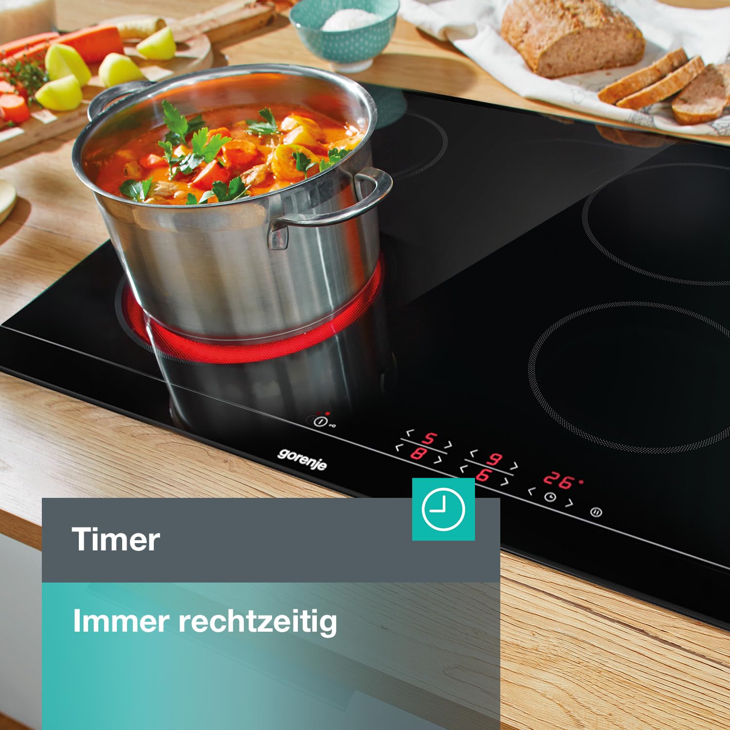 Gorenje Einbaubackofen-Set Jump Set Aqua/C mit Kochfeld ECT641BSC und Backofen BO6735E02BK 77L Pizzamode 300°C PerfectGrill EcoClean-Email Glaskeramik schwarz