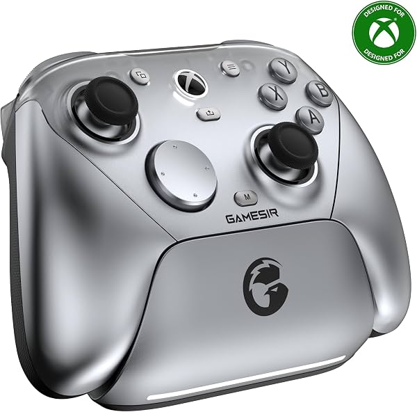 Controlador con cable GameSir G7 Pro para Xbox One, Xbox Series X/S, Controlador inalámbrico para PC con palancas TMR, gatillos analógicos de efecto Hall, tasa de sondeo de 1000Hz con conector de audio de 3.5mm - Plata