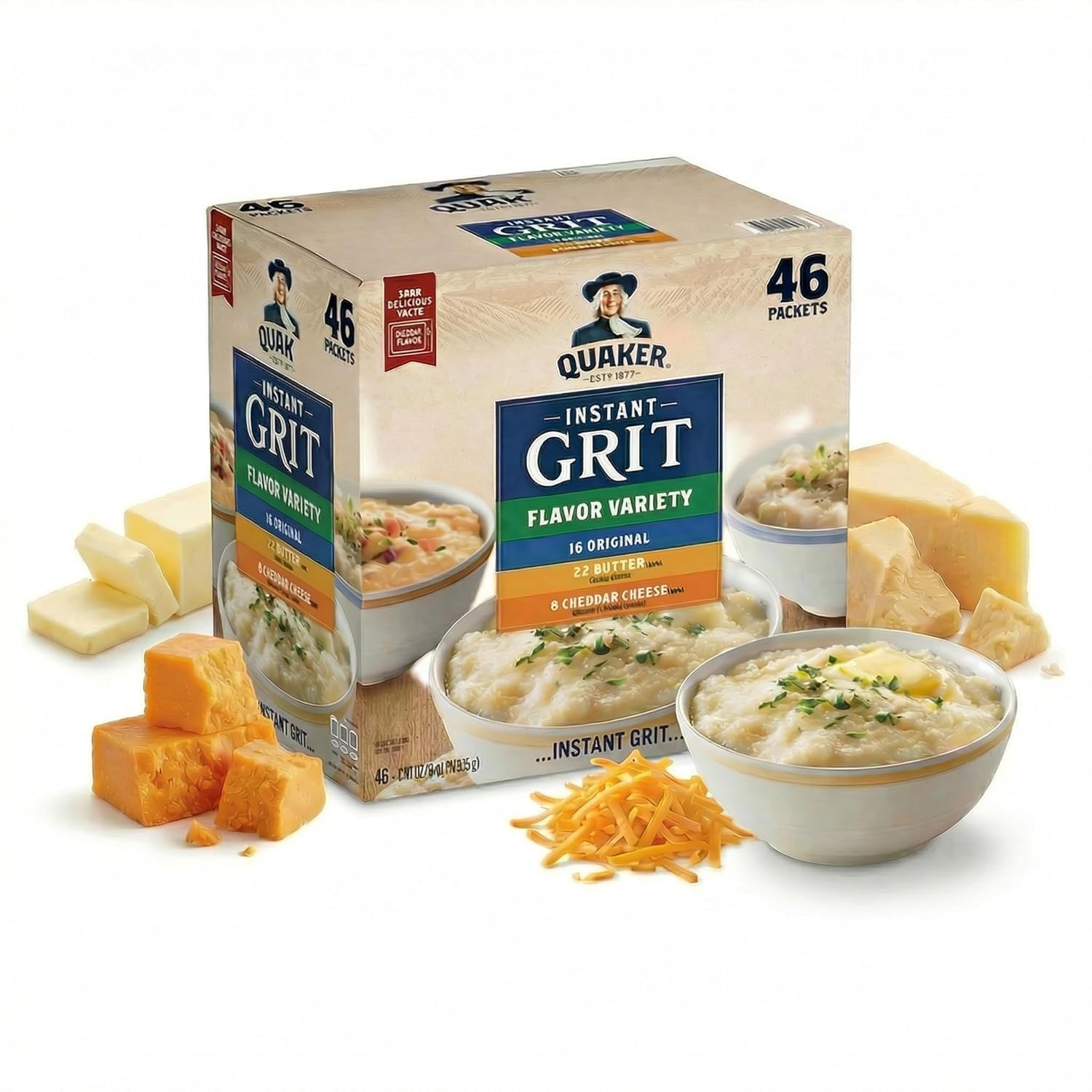 Premium Instant Flavor Grits Variety Pack, 46 Count, 45.4 oz (1 Pack - 46 Count)
