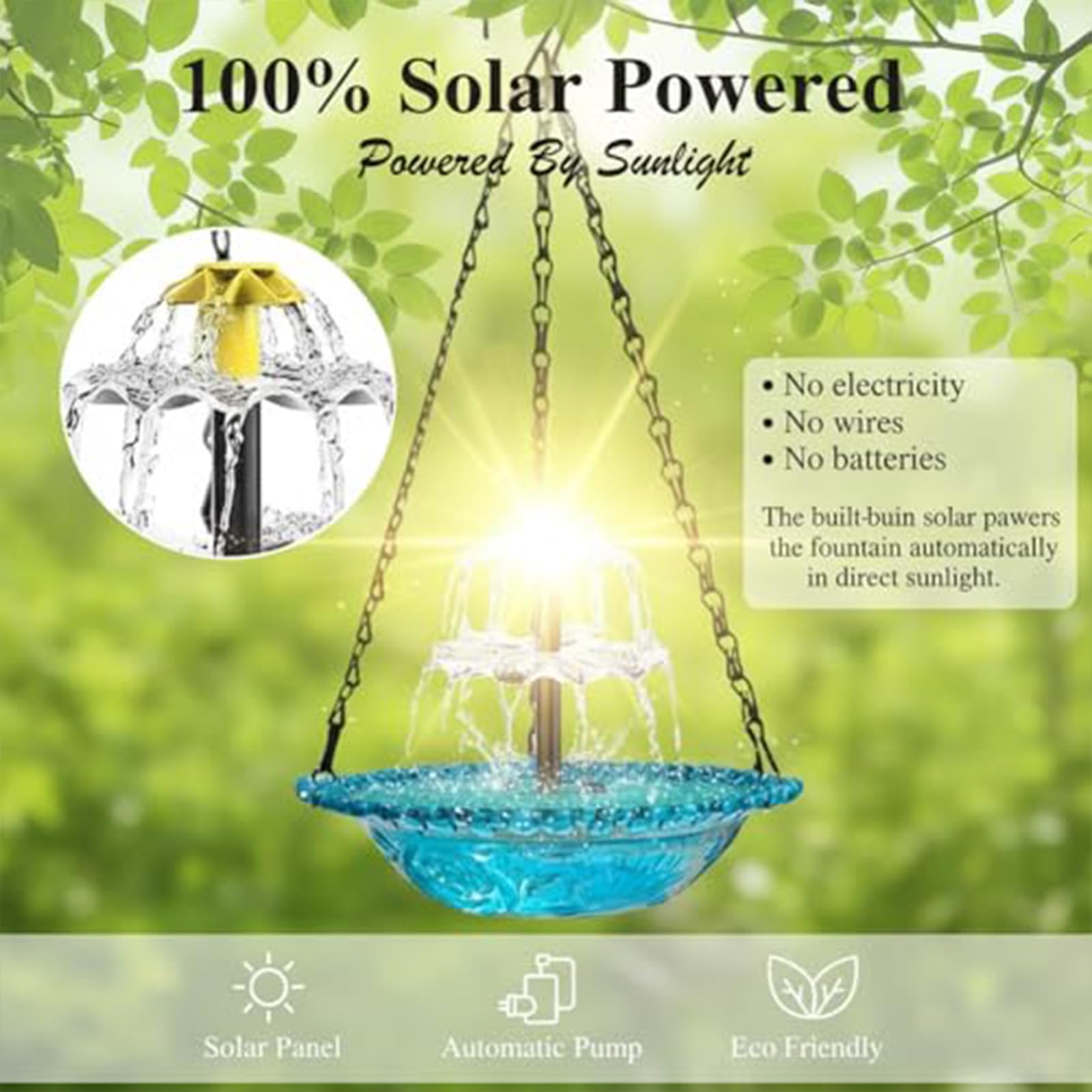 Solarna Wisząca Fontanna Dla Ptaków Z Kaskadą, Wisząca Wanienka Dla Ptaków Na Zewnątrz Z Fontanną Słoneczną, Wisząca Poidełko Dla Ptaków Z Pompą Słoneczną, Automatyczny Karmnik Na Zewnątrz Grey B