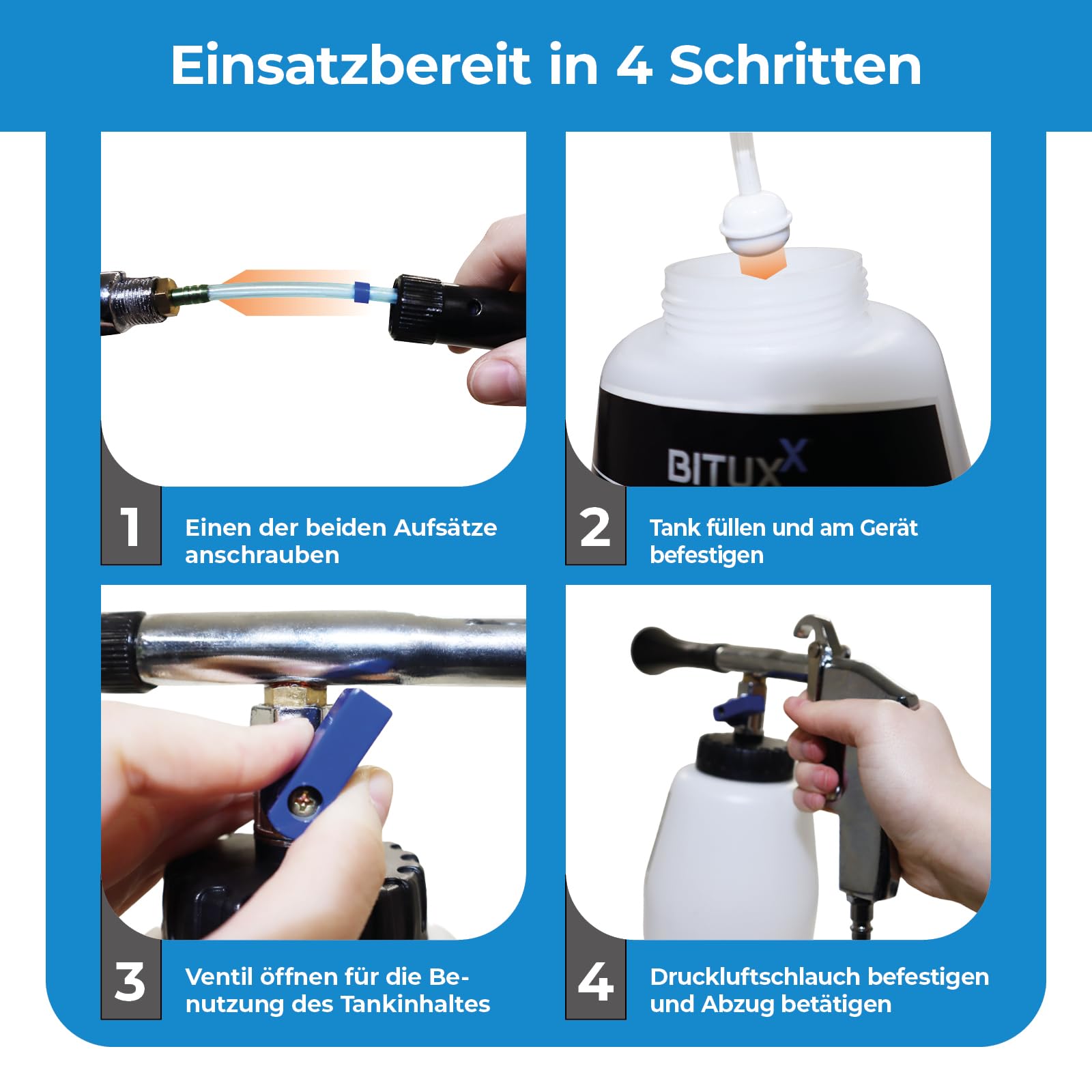 BITUXX® Druckluft Reinigungspistole Auto Kfz Luftdruck Reinigungspistole Waschpistole 1000ml