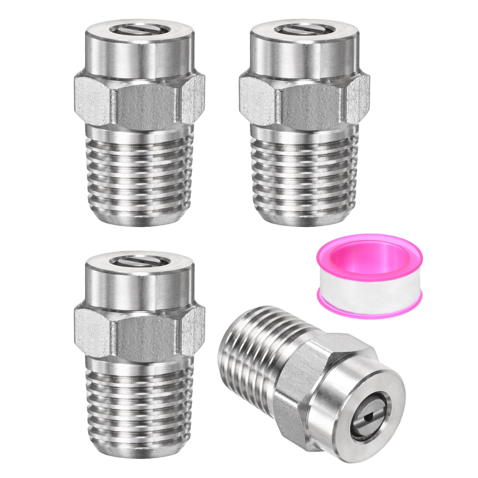 TIXIPEM 1/4IN Male NPT 15 Degree Surface Cleaner Tips [4PCS] - Pressure Washer Nozzle Cleaner Nozzle Replacement Use for Water Gun & Water Broom - [Stainless Steel-1.382MM Orifice]