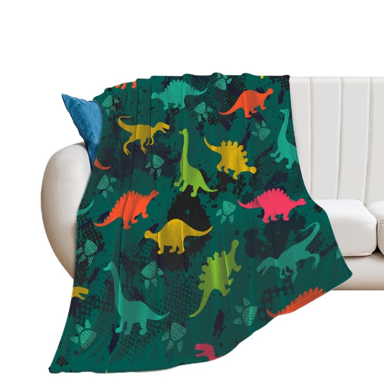 Couverture polaire dinosaure 150x200 cm pour lit et canapé de salon