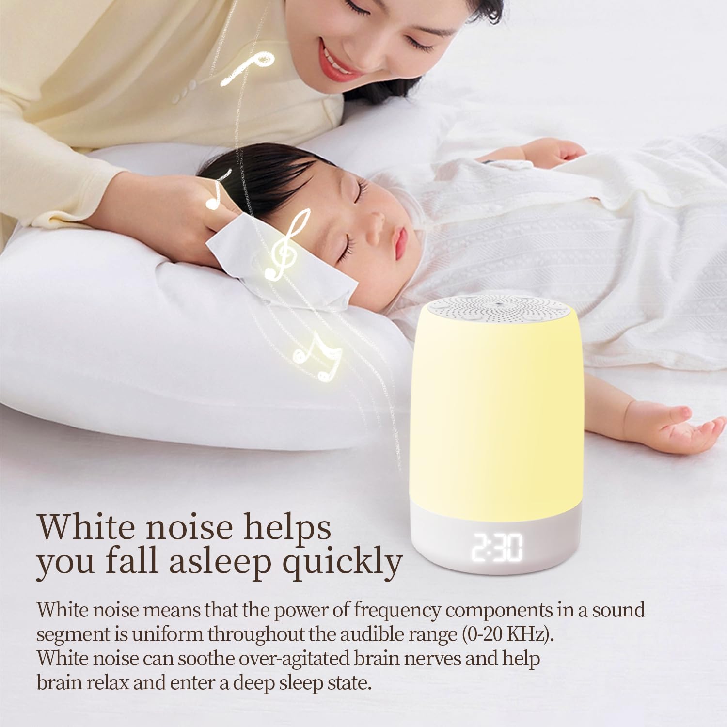 White Noise Machine Baby Wireless Sound Machine with Night Light for Kids Sleep Training Toddler Bedroom
