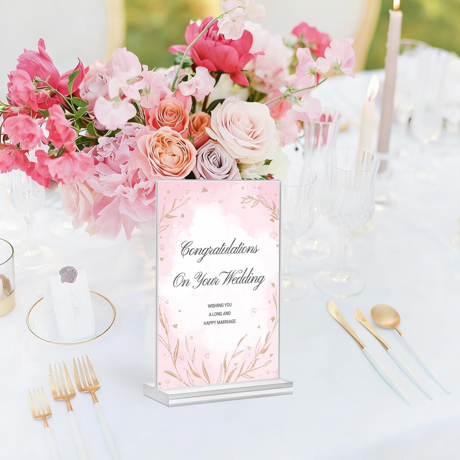 Acrylic Sign Holder 5x7, 18 Pack Vertical Clear Table Menu Display, Double Sided Table Top Frame Plastic Stand, Suitable for Restaurants, Office, Store, Fair