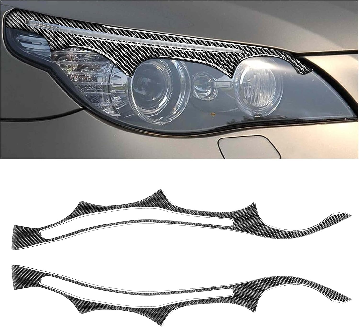 Auto Sopracciglia Auto Palpebra per BMW E60 5 Series 2004-2011,2 Pezzi di Ricambio per Faro Sopracciglio Fari Sopracciglio Palpebre