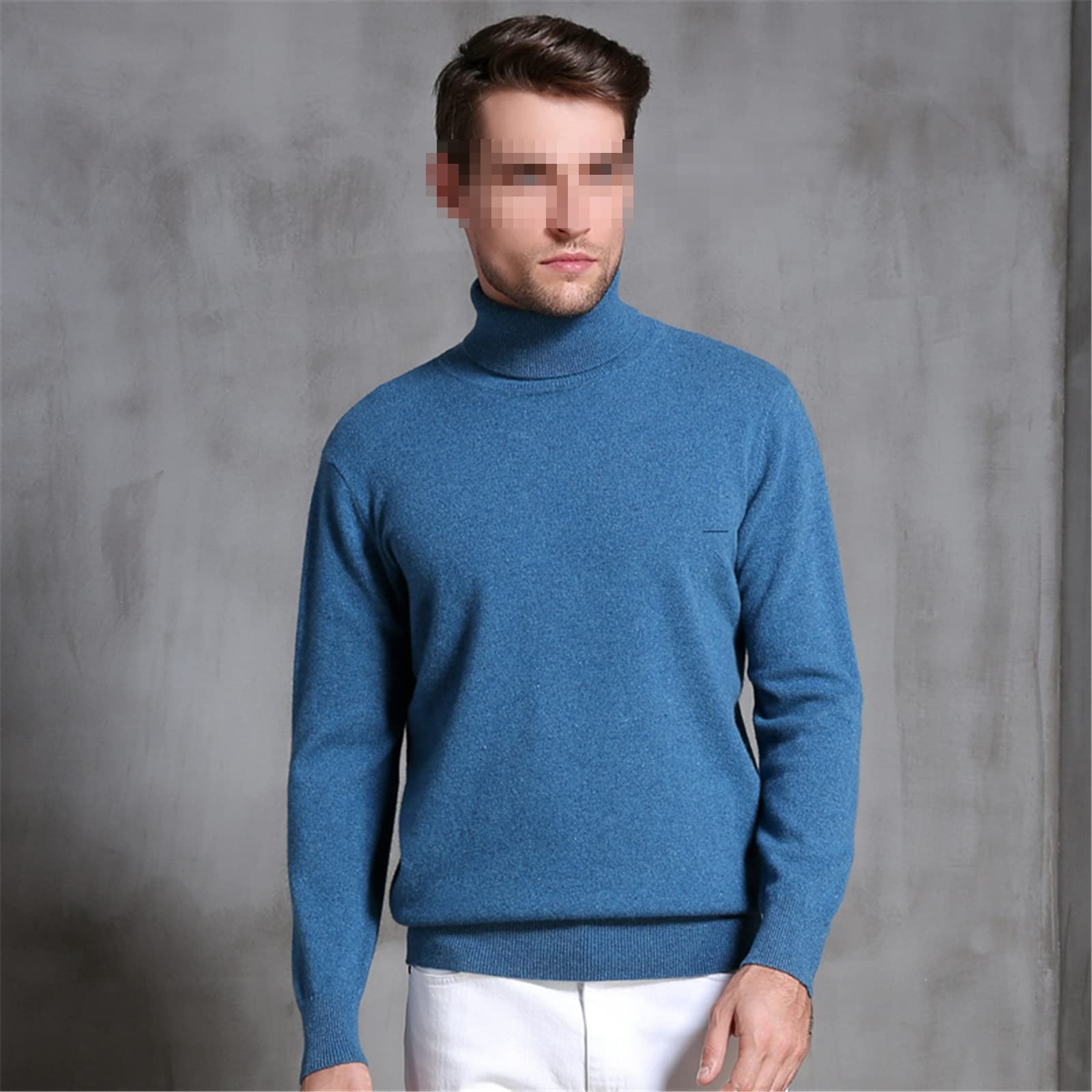 Vogrtcc Suéter de los hombres Suéter de punto de lana Jersey de invierno Cuello alto grueso Tops básicos, como en la imagen3, L