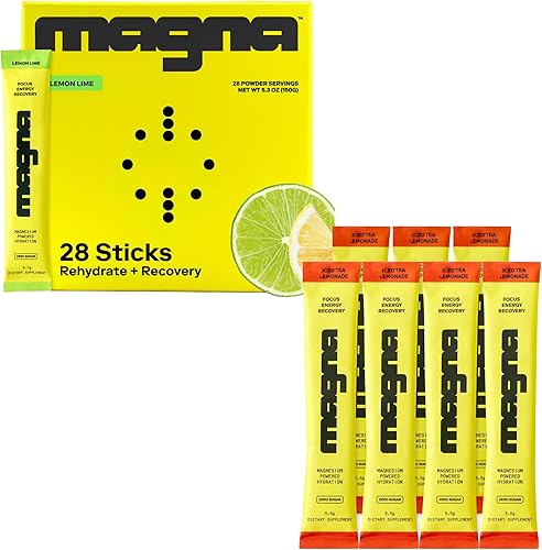 MAGNA Paquete de mezcla de bebidas en polvo de electrolitos  sabores de limonada de limón y té, 35 porciones  Hidratación, energía y apoyo de