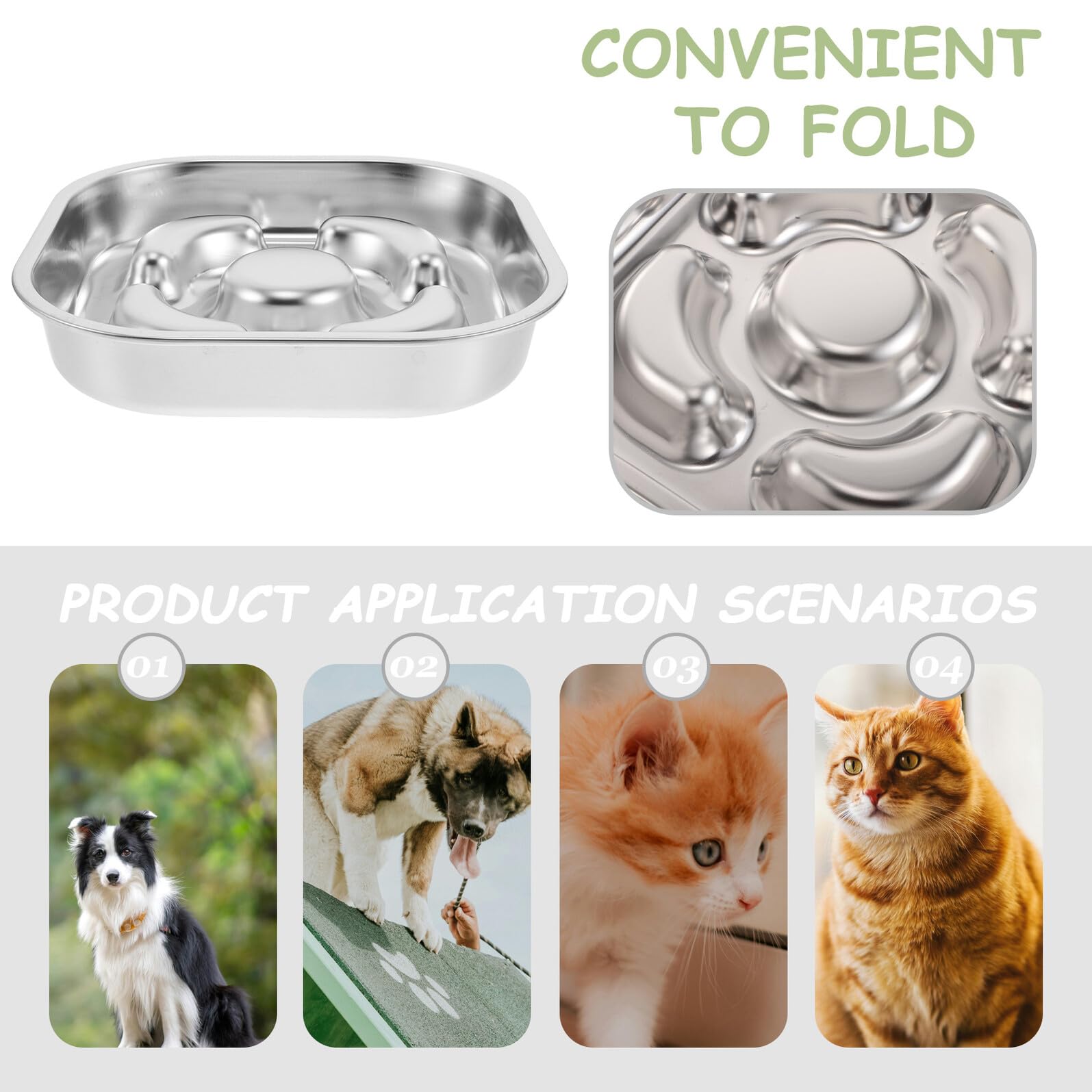 Ciotola Slow Food per Cani in Acciaio Inox 23X23 CM Base Antiscivolo, Ciotola per Alimentazione Lenta Cuccioli e Cani Piccoli, Accessorio per Pasto Controllato e Gestione Peso