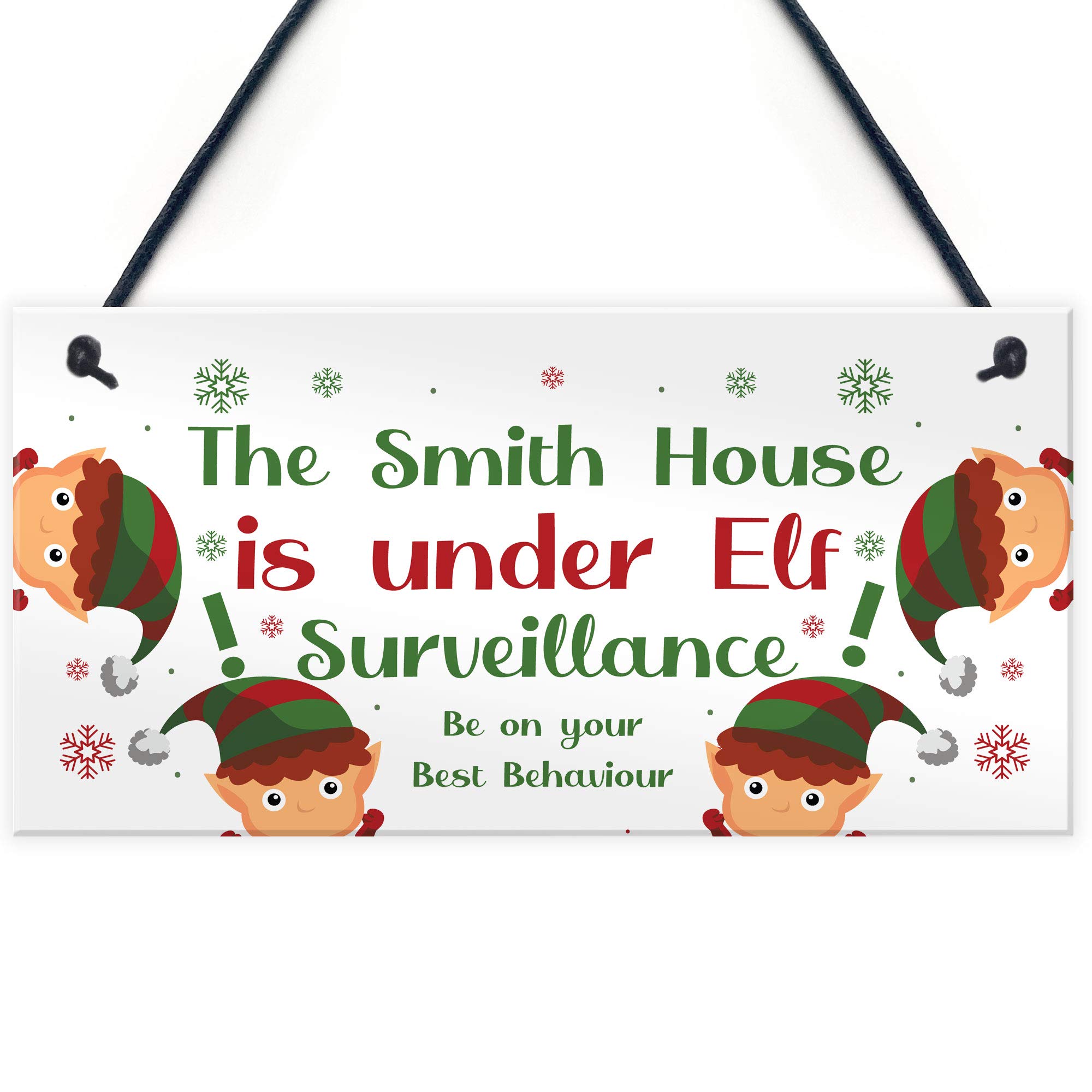 PERSONALISED Elf Surveillance Sign Christmas Decoration For Home Elf Sign Gift