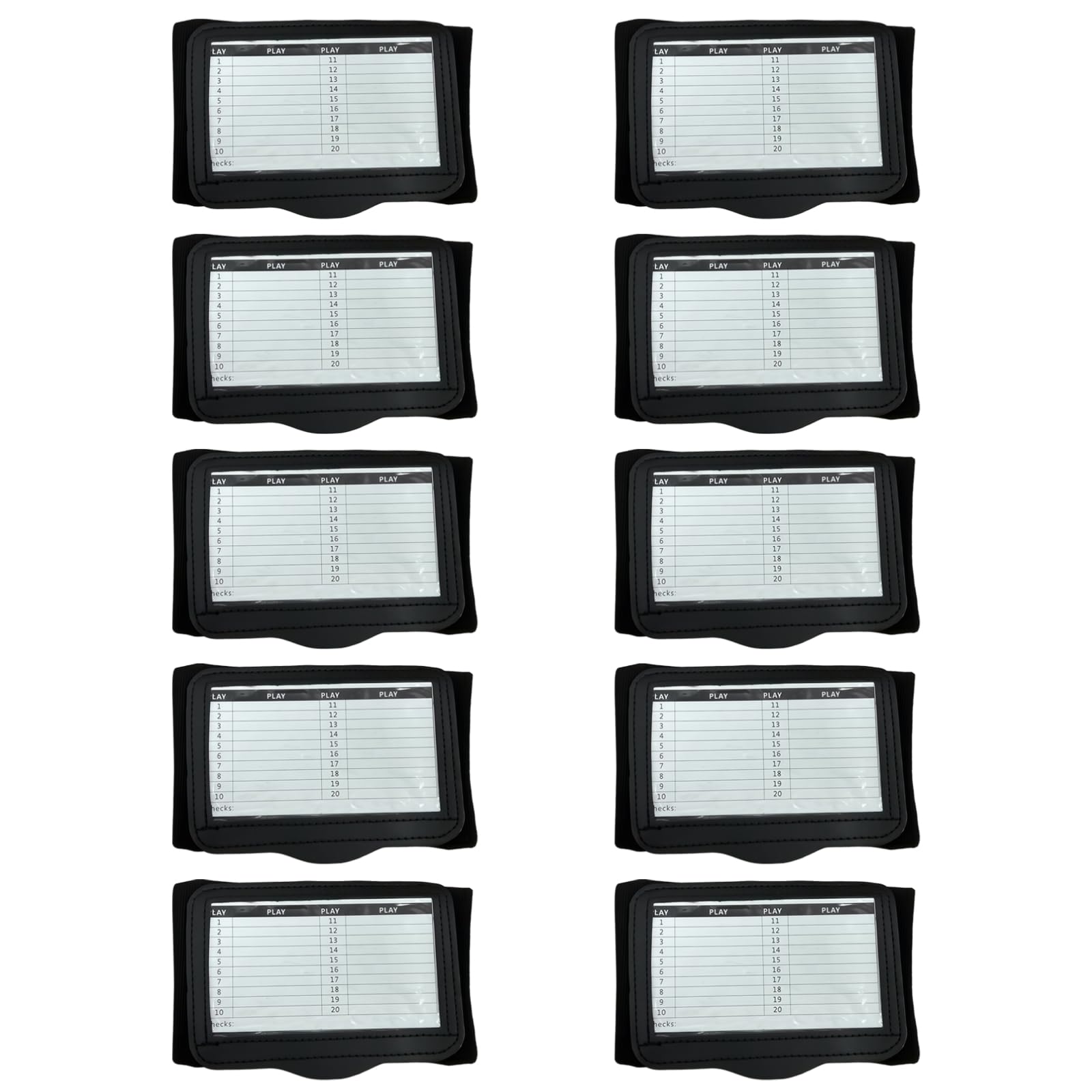 Générique Lot de 10 Bracelets de Poignet Football avec fiches de Jeu, Noir, Carte de stratégie pour entraîneurs, fenêtre Transparente, Sections Lay et Play pour Consultation Rapide sur Le Terrain