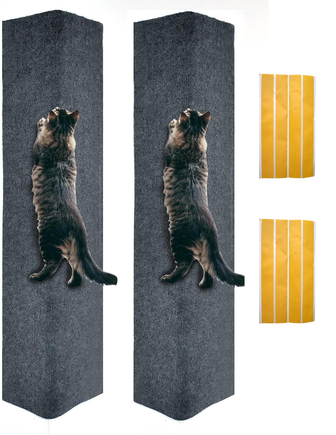 MIAOGE[200 cm x 40 cm] Tappetino antigraffio autoadesivo per gatti, tiragraffi di ricambio (grigio scuro, 2 pezzi)