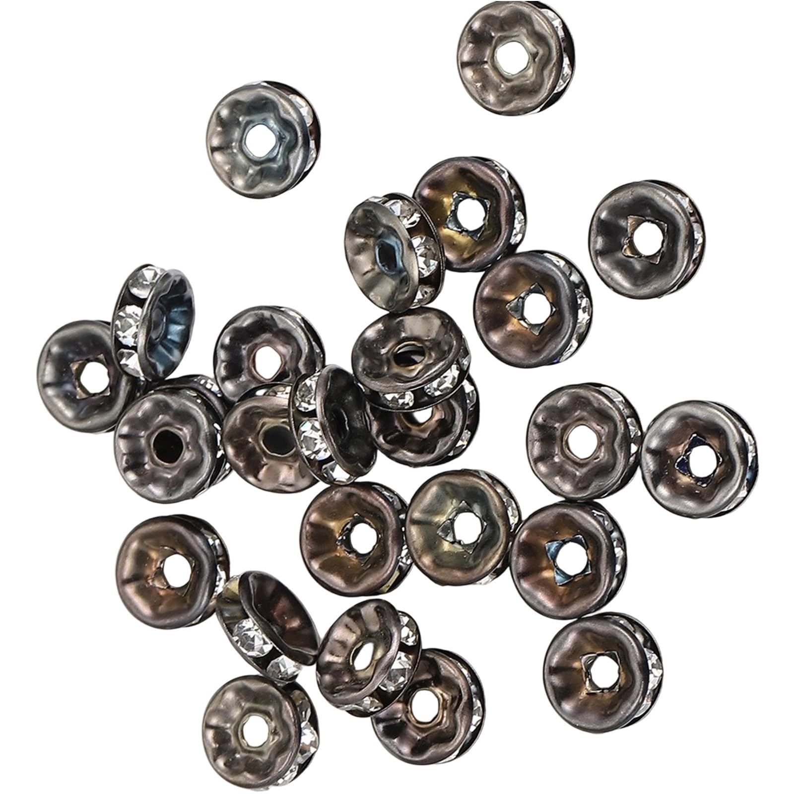 Buxuaaaa 8mm Rhinestones Spacer Beads Rondelle Crystal Loose Beads Craft Supplies for Jewelry Making Rhinestones Loose