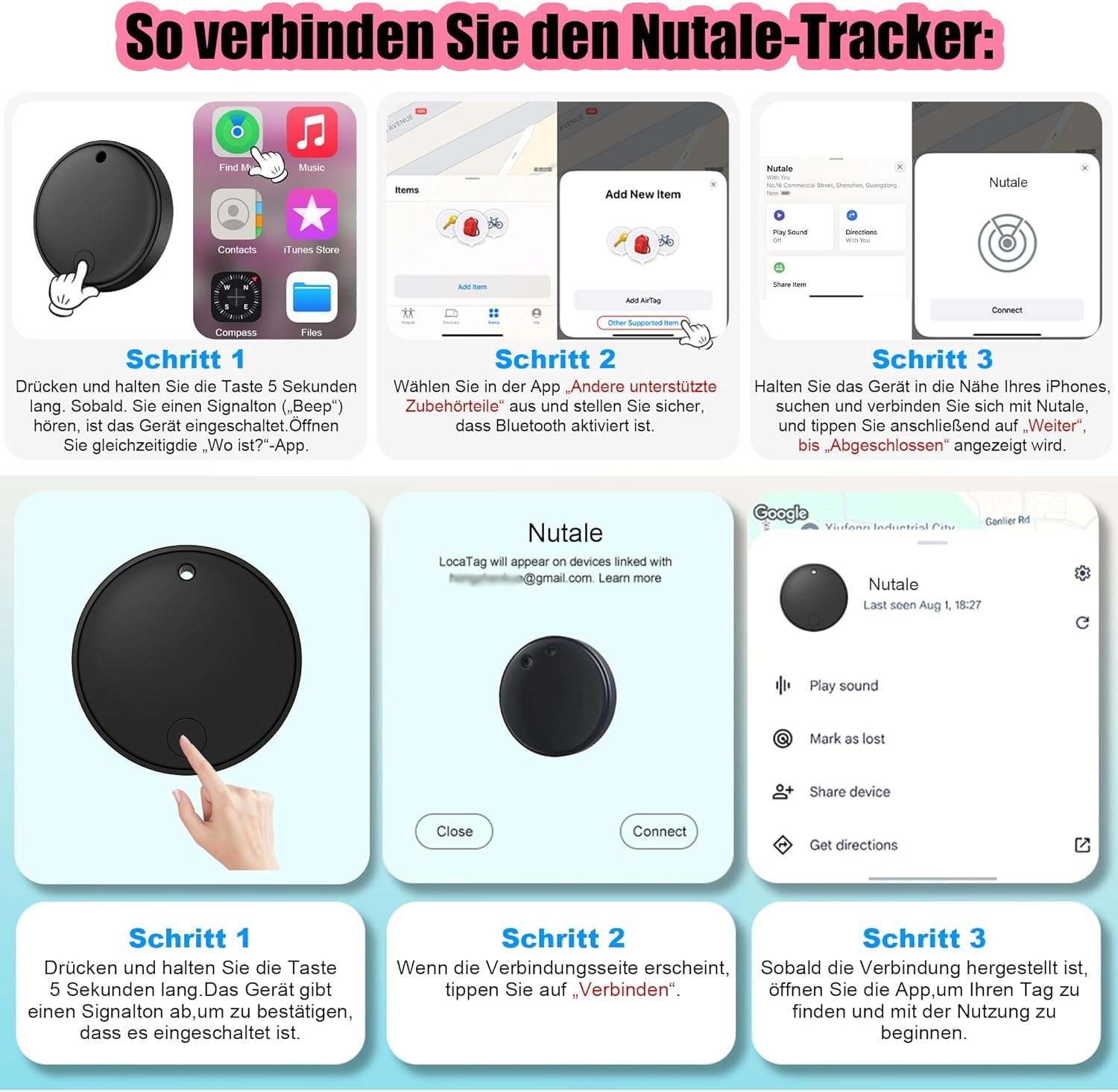 2026 Air Tracker Smart Tag für Android & iOS-4er Pack, Neu Dual-System Bluetooth Tracker kompatibel mit Apple Wo ist? & Android Google Find Hub, Schlüsselfinder für Schlüssel/Geldbörse/Fahrrad/Koffer