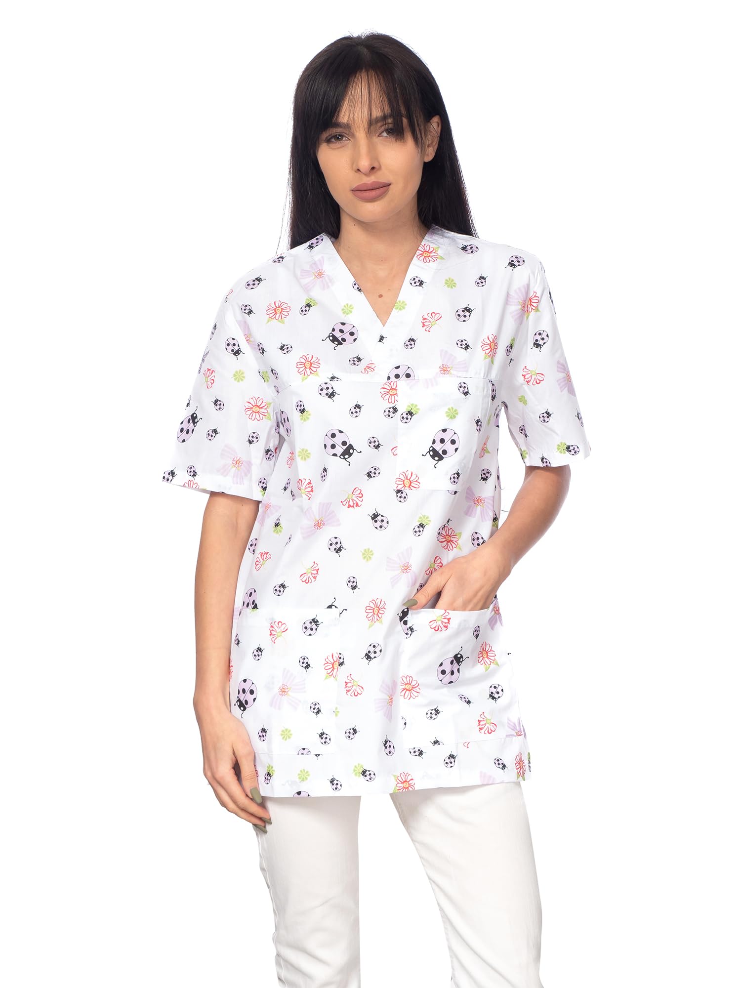 DINOZAVR Bruna Sanitario Camisa Médica con Cuello en V para Mujeres — view 11