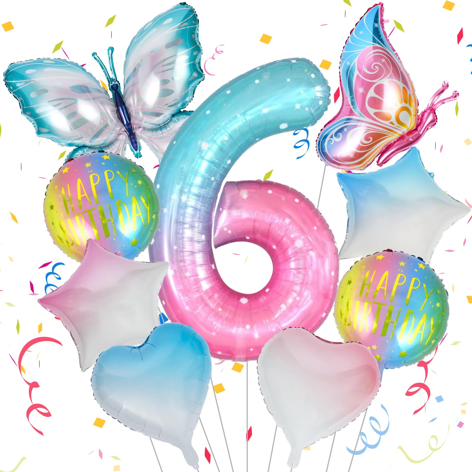 Set Decorazioni Per Primo Compleanno Neonata – Palloncini Pastello, Numero 1 In Lamina Rosa, Adesivi Farfalle 3D E Striscione Happy Birthday