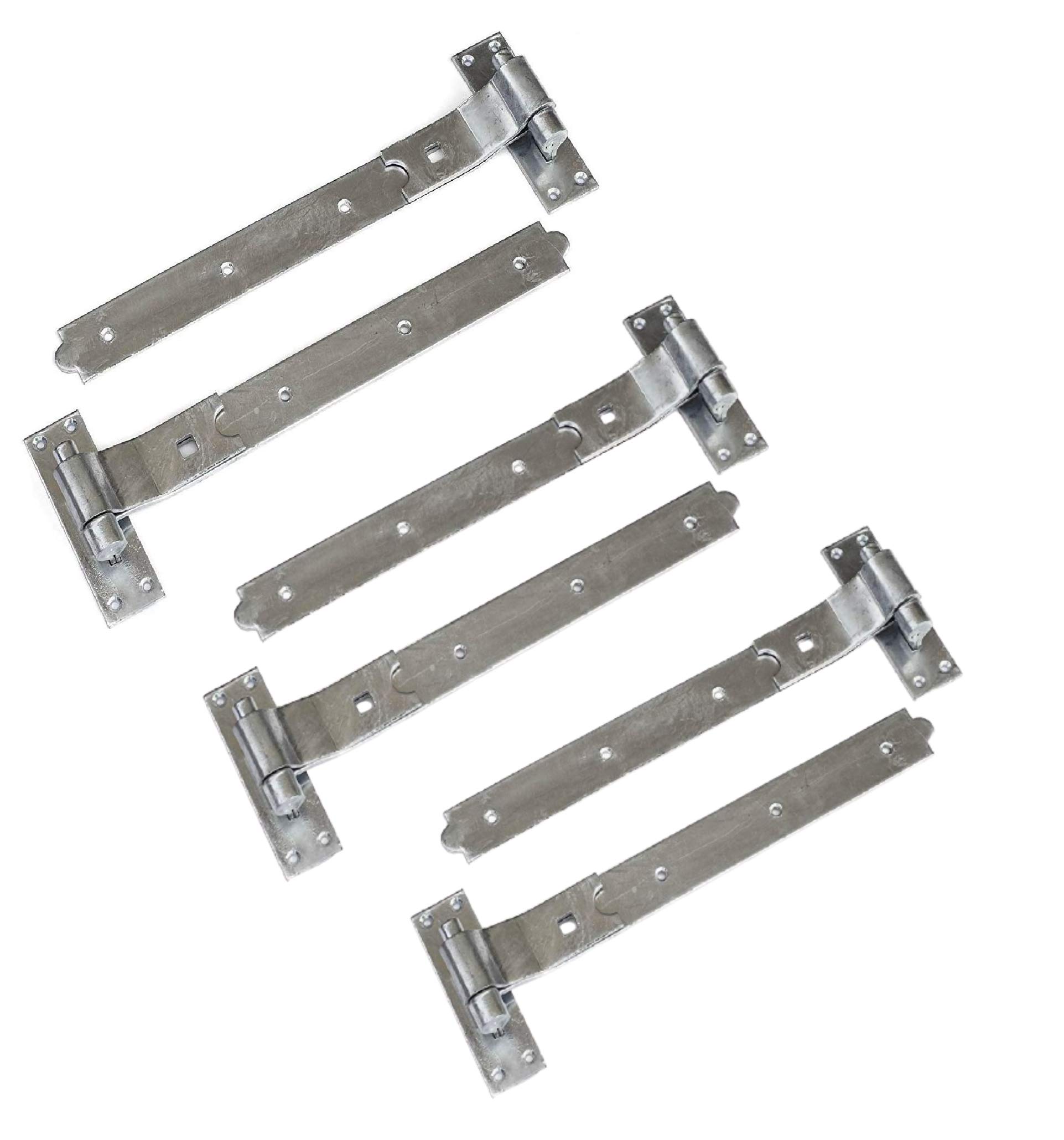 Wyre Direct Gate Hinges Cranked Hinges Design, Heavy Duty Gate Hinges for Wooden Gates - Stable Door Hinges, Hook and Band Gate Hinges for Secure Fittings - Galvenised 450mm (18") 3Pair