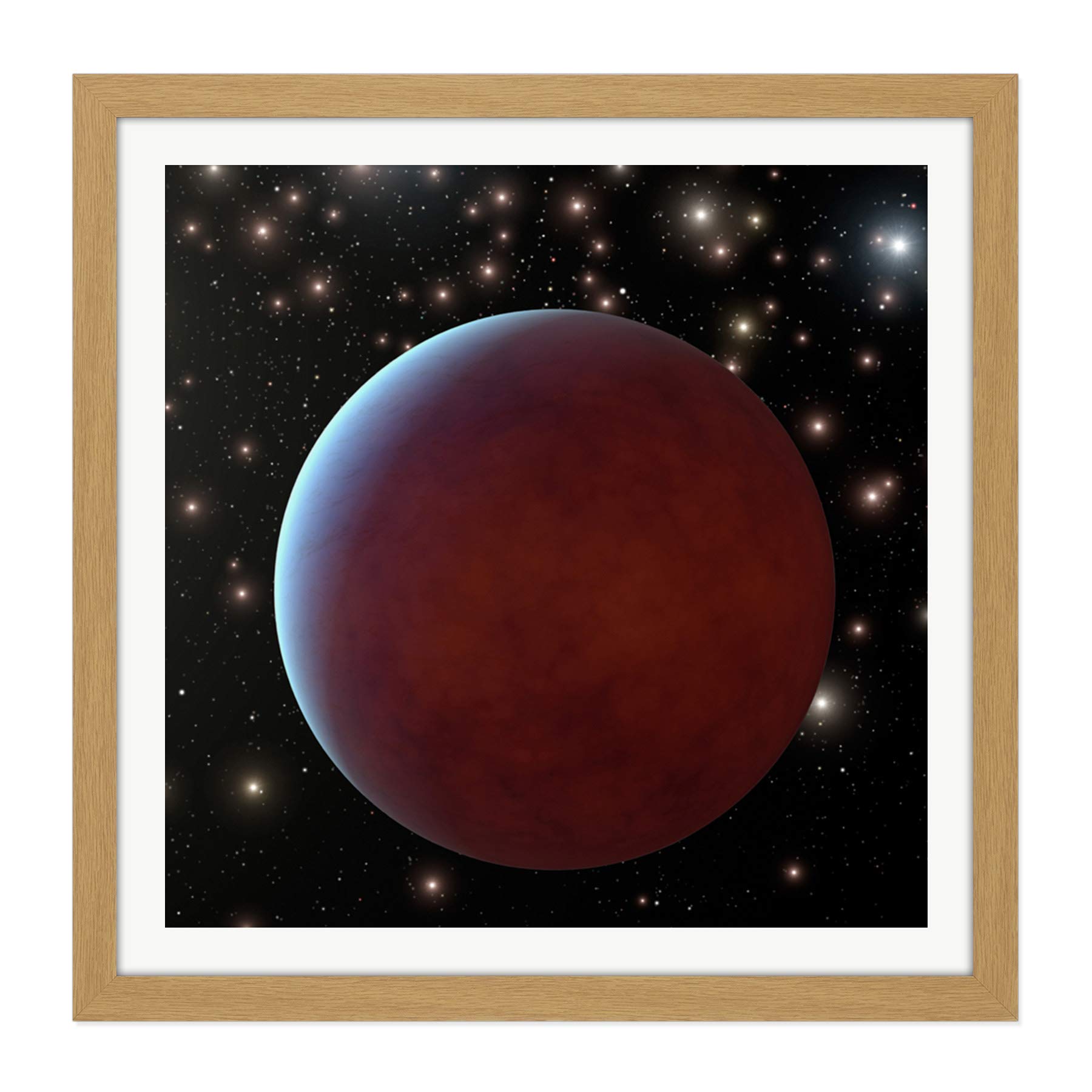 Space NASA Gas Giant Planet Orbiting Star Illustration Square Wooden Framed Wall Art Print Picture 16X16 Inch