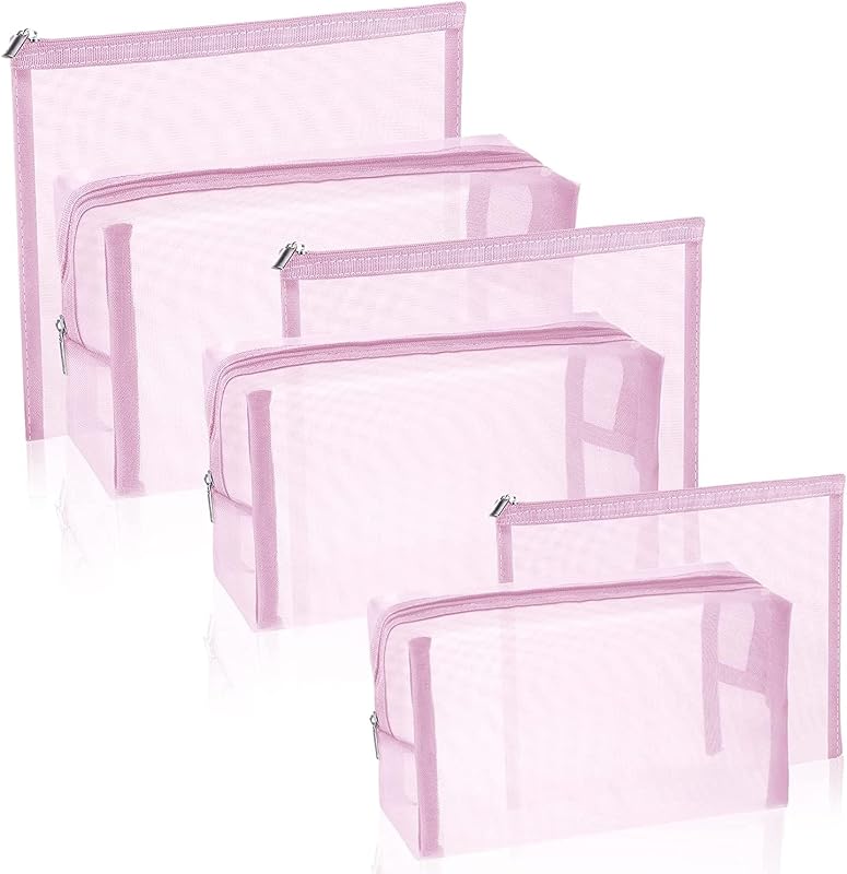 Necessaires de viagem em tela SUPACOOL com zíper, 6 unidades, rosa-claro
