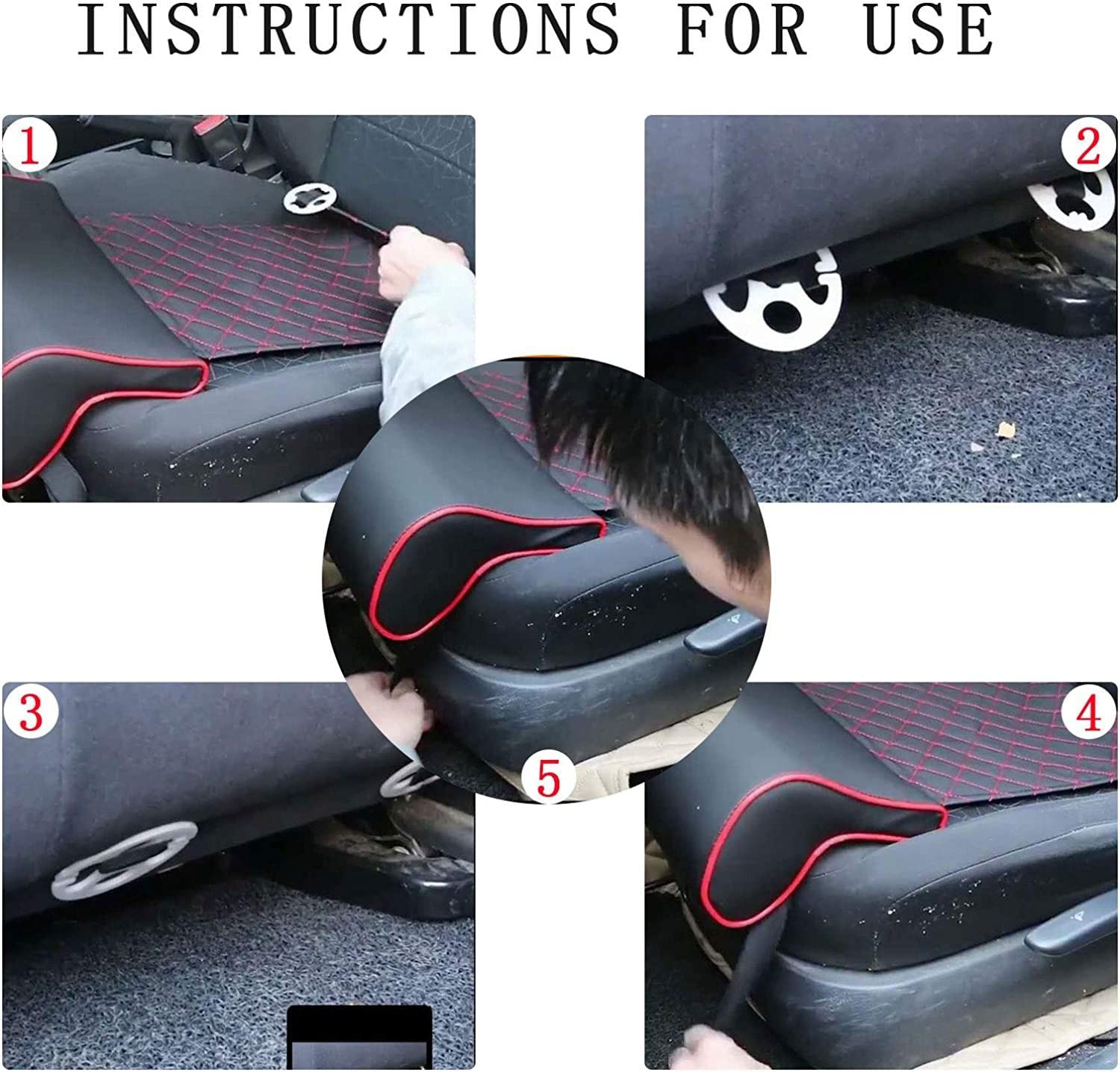 Cuscino per Sedile Esteso per Auto,Supporto Gambe Esteso Cuscino Sedile Auto Allungato,Cuscino Comfort Leg Support per La Guida A Lunga Distanza,autobus,treno,ufficio, casa,Black-Longstrip
