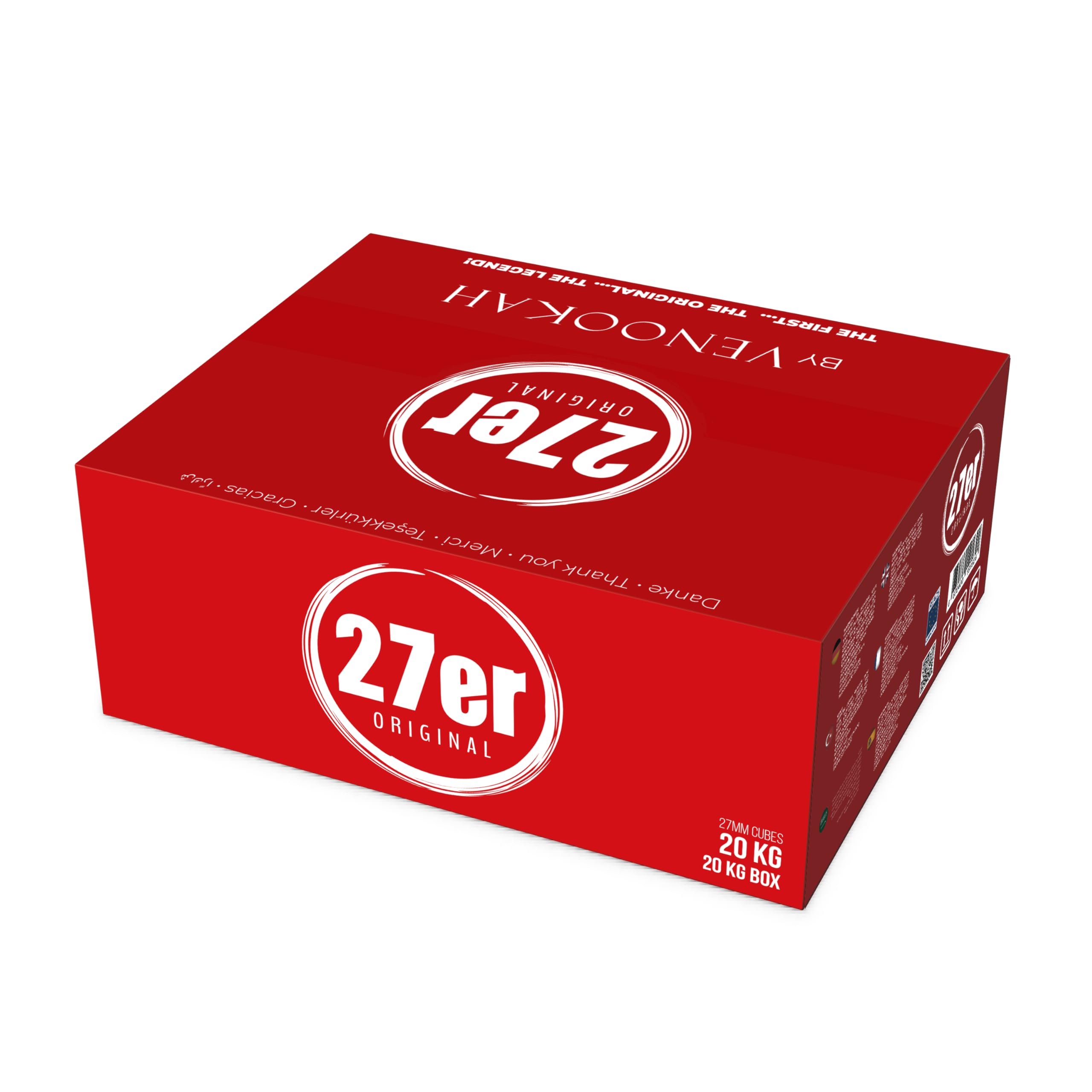 Original Shisha Kohle 20kg Gastro Einheit 27mm Würfel Premium Kokosnusskohle perfekt für den Grill & Wasserpfeifen I Hohe hitze mit sehr Langer Brenndauer