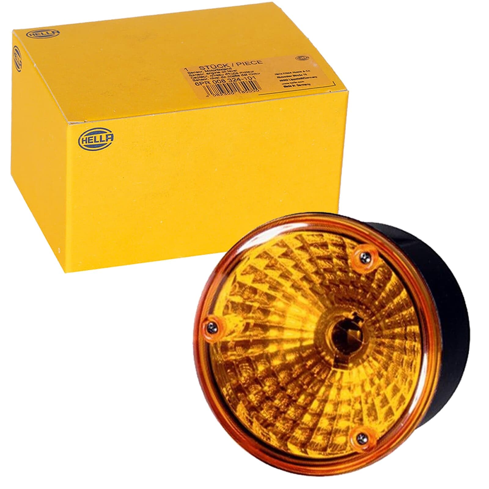 HELLA 2BA 964 169-501 Direction Indicator - Halogen - 24/12V - Fitting/mounting/Bolted - Lens Colour: Yellow - Plug: Blade Terminal - left/Rear/right - Quantity: 1