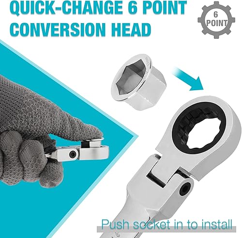 Miniatura 3 de DURATECH Juego de llaves de trinquete, juego de llaves métricas 7 en 1 con engranaje de 72 dientes, llave de acero CR-V con organizador de