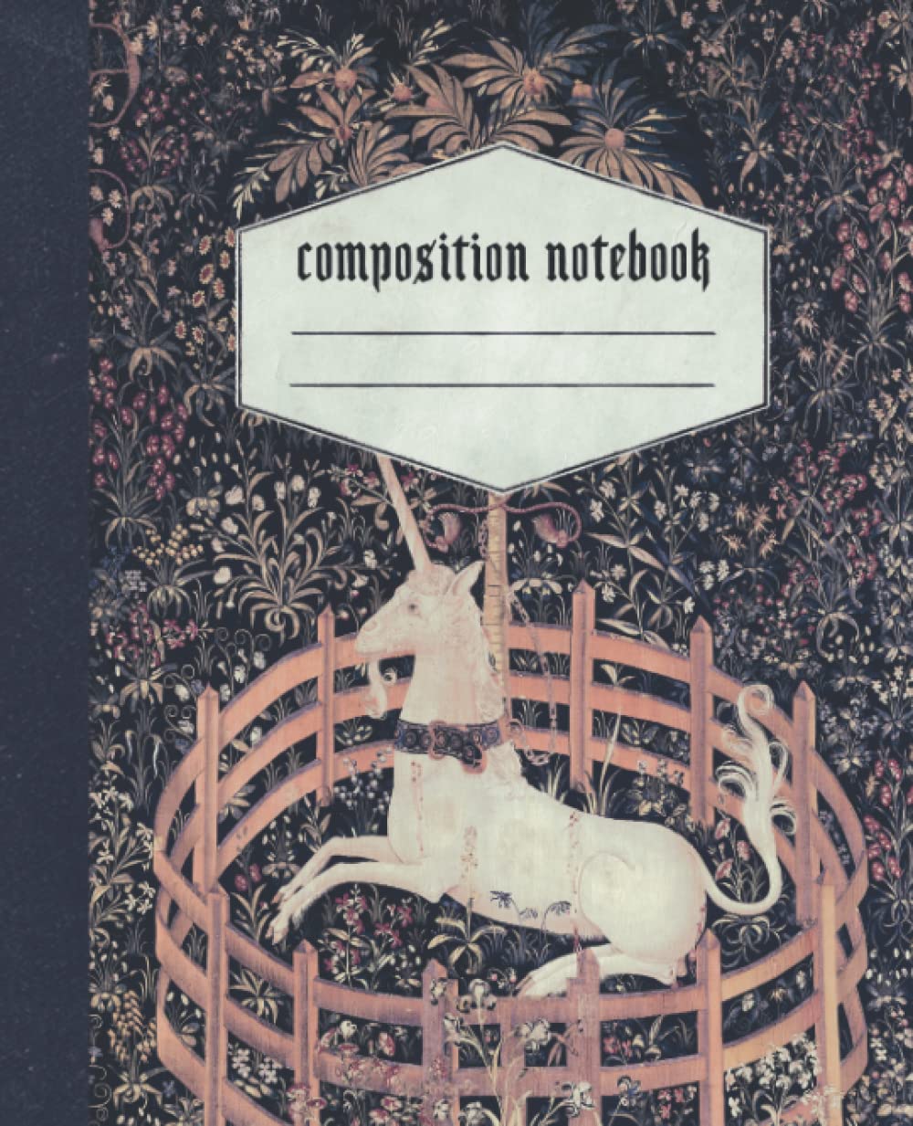 Composition Notebook: Artistic Medieval Unicorn Tapestry Design