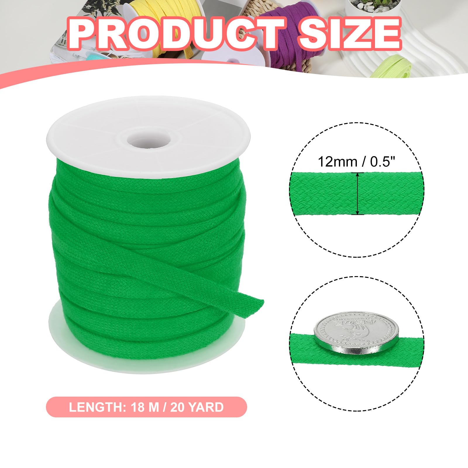 PATIKIL Flat Drawstring Cord 0.5 Inch x 20 Yd - Image 2