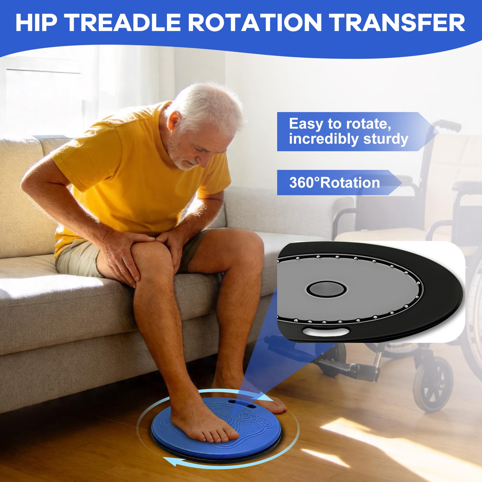 Plateau tournant pour faciliter le déplacement des patients jusqu'à 125 kg, Planche De Transfert à Rotation à 360 Degrés Pour Les Soins Des Patients, disque de transfert pour soins à domicile