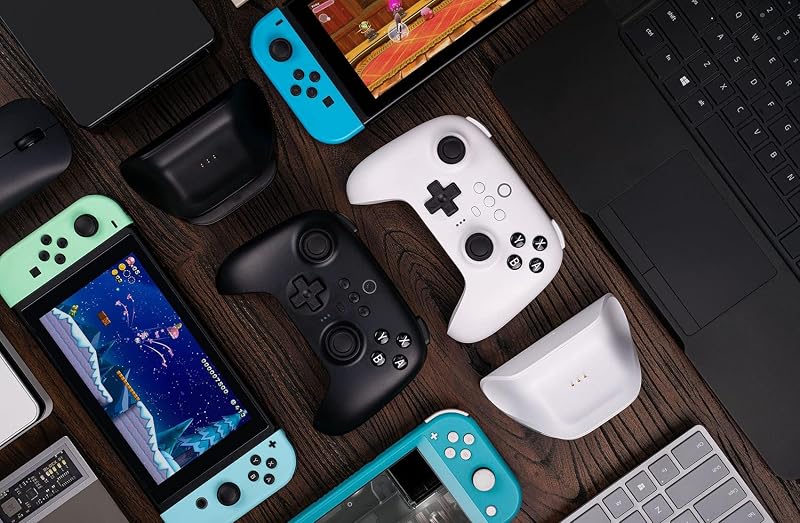 8bitdo Ultimate Bluetooth és 2.4G Kontroller Töltőállomással - 22 Órás Játékidő, Vezeték Nélküli Gamepad Nintendo Switch és Windows PC-hez (