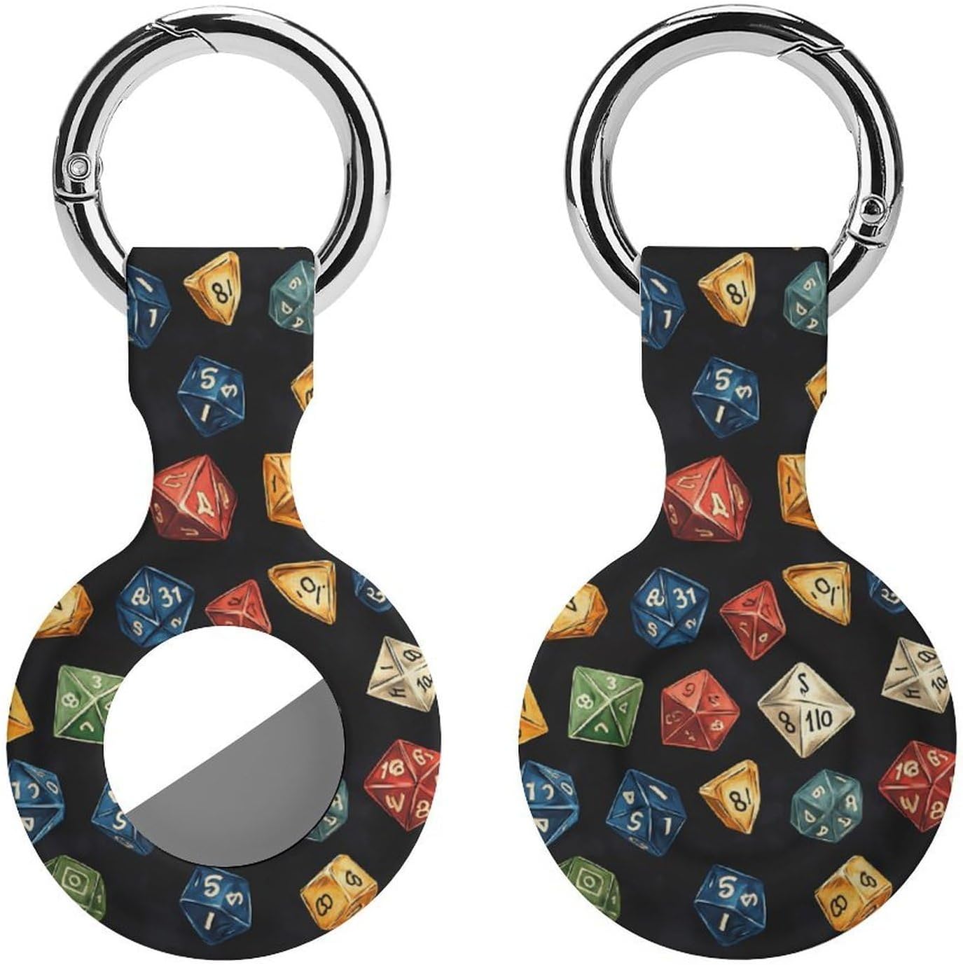 D and 20 Dice Dungeons Funny Cover Compatible with AirTag Case Protector GPS Tracker Holder with Keychain