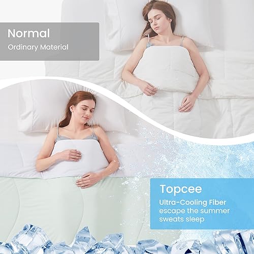 Miniatura 4 de Topcee Edredón refrescante tamaño Queen (90 x 90 pulgadas), manta refrescante eterna al tacto frío para personas que duermen con calor, Q-max0.45,