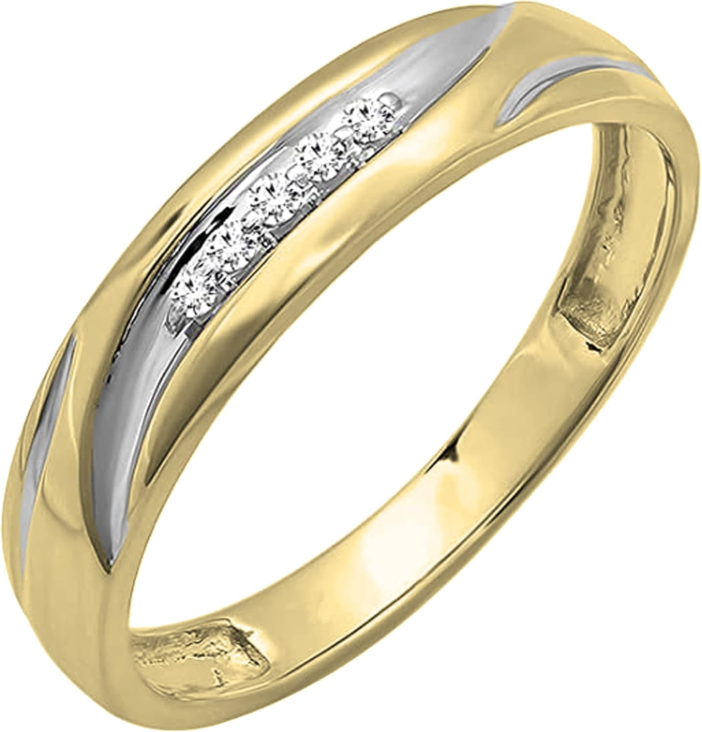 Dazzlingrock Collection 0.07 Ctw Round White Natural Diamond Mens Anniversary Wedding Band, 18K Yellow Gold Plated Sterling Silver