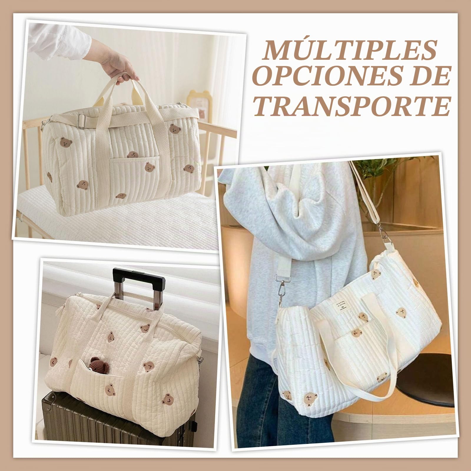 Bolsa Maternidad Hospital,Bolso Bebe Hospital Multifuncional,Bolsa de Pañales para Mamá de Gran Capacidad con Tirantes Ajustables para Maternidad y Cambio de Bebé