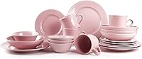 Vista 2 de HomeVss, Pearl Dots - Juego de vajilla de cerámica (juego de 20 piezas, rosa)