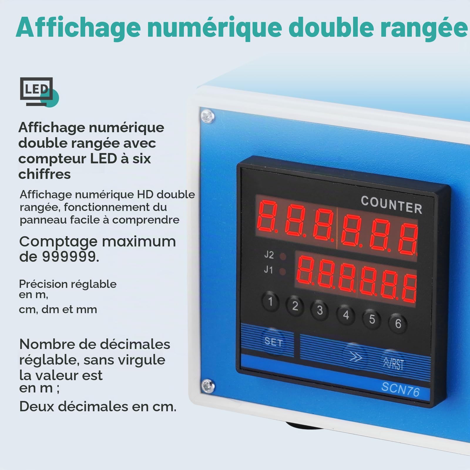 Compteur de longueur numérique avec rouleau de roue de mesure unique avec fonction de contrôle 0-999999