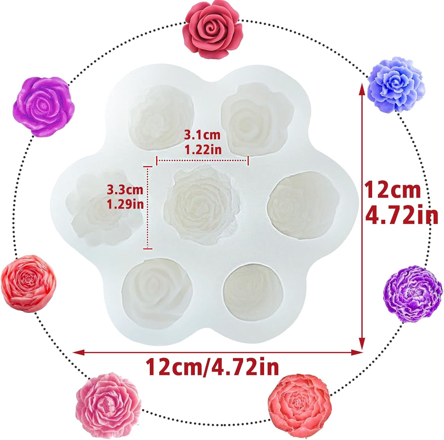 7 Sets Flower Candle molds,3D Valentin e's Day Mold for Candle Making for Candle Soap Making,Handmade Cake Dessert Decoration Chocolate Cupcake Candy Ice Mold,Resin Concrete Art Crafts Accessories