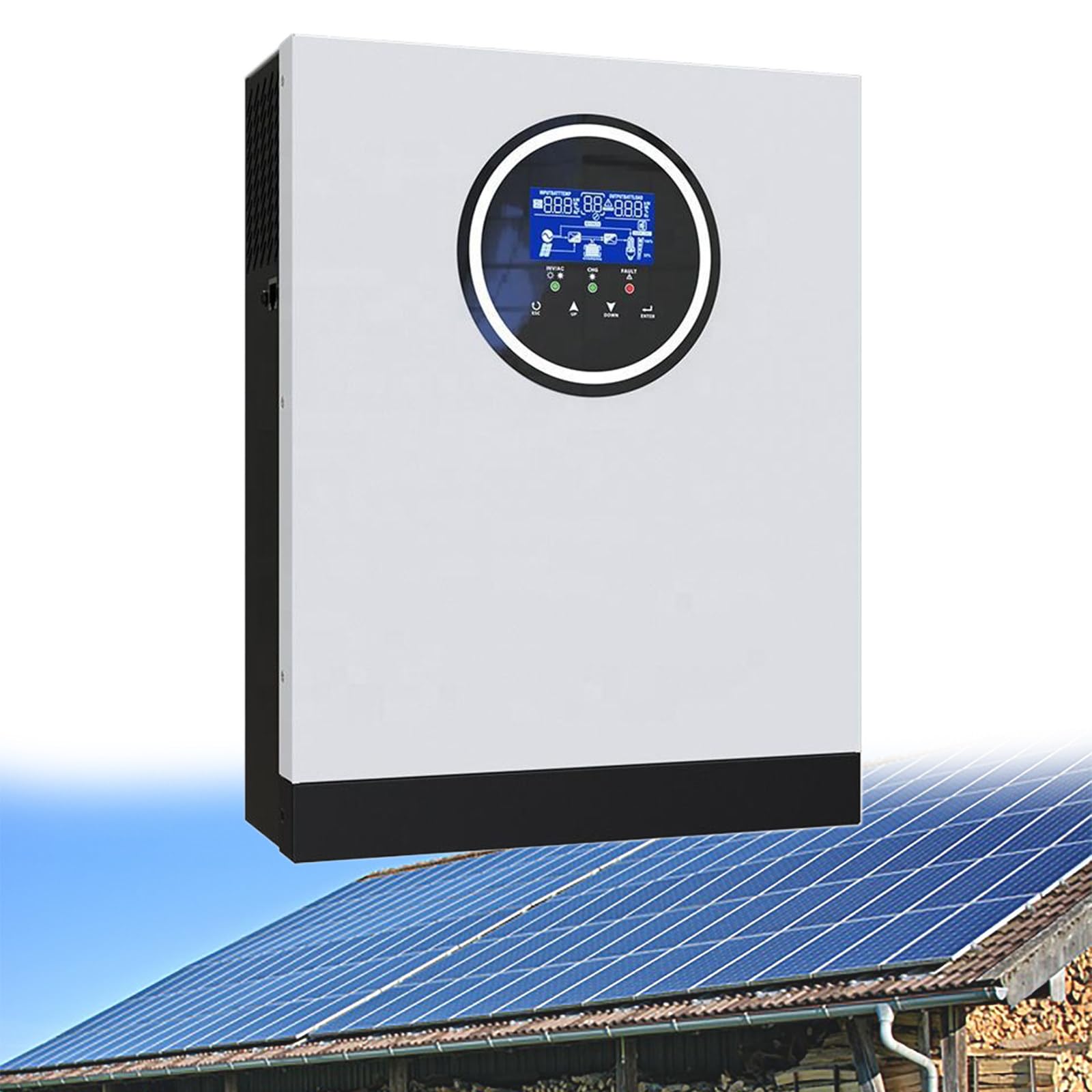 Inverter Solare Ibrido da 3000 W, 24 V CC a 220 V CA, Inverter a Onda Sinusoidale Pura con Regolatore MPPT da 80 A, per Batteria da 24 V, per Aree Fuori Rete, Casa, Ufficio
