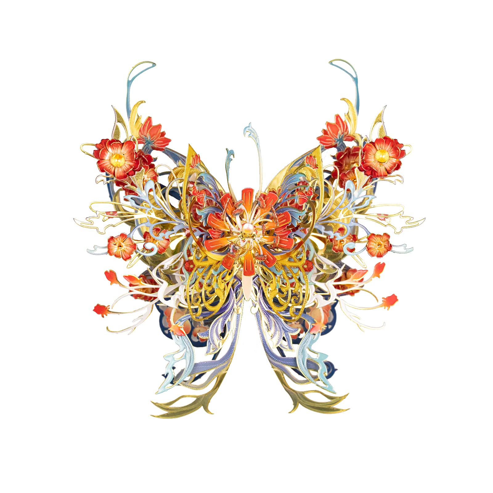 MU 3D Metal Puzzle Model Kits for Adult Flower and Butterfly D-Sunset, Assembled Metal Insects Puzzles for Beginner to Build, Birthday Xmas Gifts