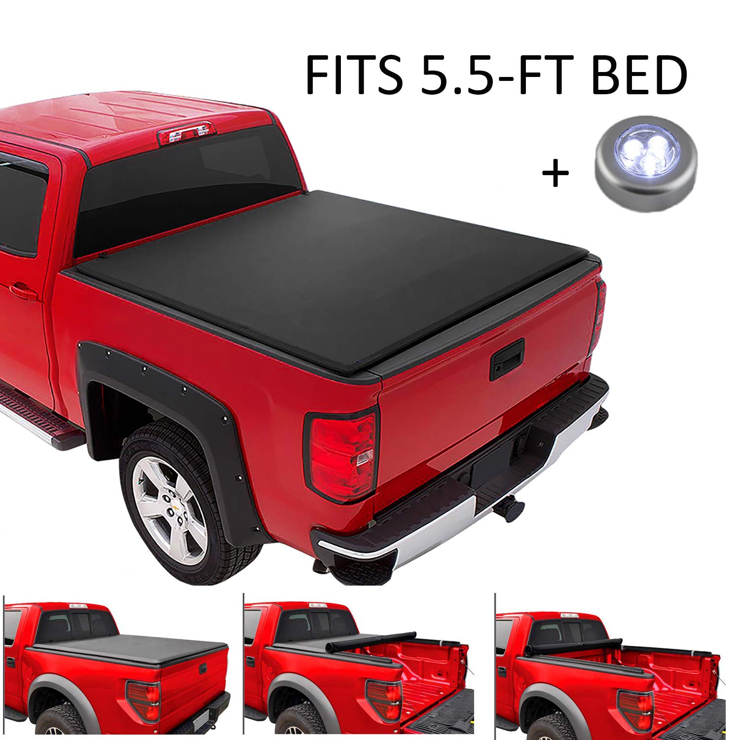 Amazon Com Carmocar Soft Roll Up Truck Bed Tonneau Cover Replacement For Ford F 150 2004 2018 Styleside 5 5 Bed Black Waterproof Tonneau Covers Top Mount Assembly Led Lamp Us Warehouse Automotive