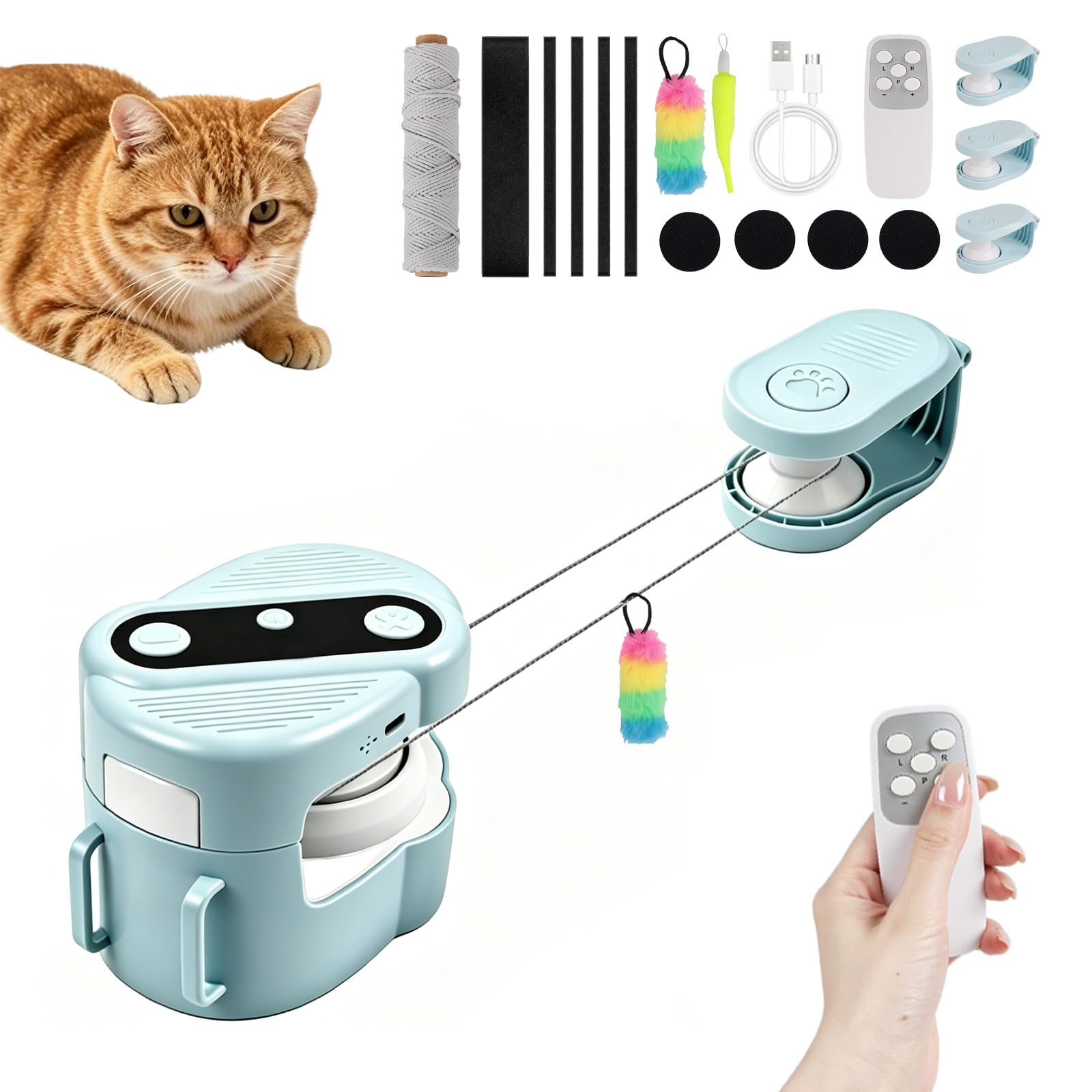 Noaya Interactive Cat Toy - 4-Speed Automatic Cat Toy with Bird Sound, Relieve Boredom Cat Toys for Indoor Cats Adult, Remote Controlled Pet Toys, Cat Enrichment Kitten Toys for Indoor Cats