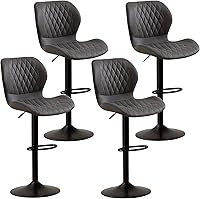 Vista 1 de Juego de 4 taburetes de bar, modernos taburetes giratorios de altura de mostrador para sillas de isla de cocina, taburetes de bar de tela ajustables