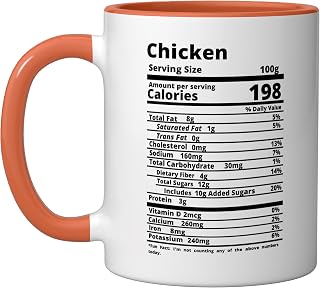 Chicken Nutrition Facts Food Thanksgiving Halloween Ceramic Mug, Orange/White